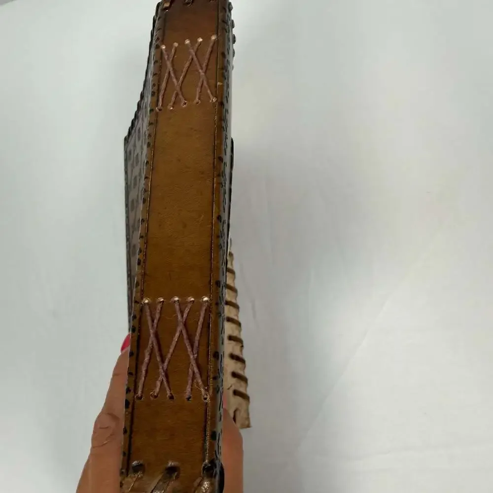 Vintage Tooled Leather Journal with Cross Emblem 5.5x7.5